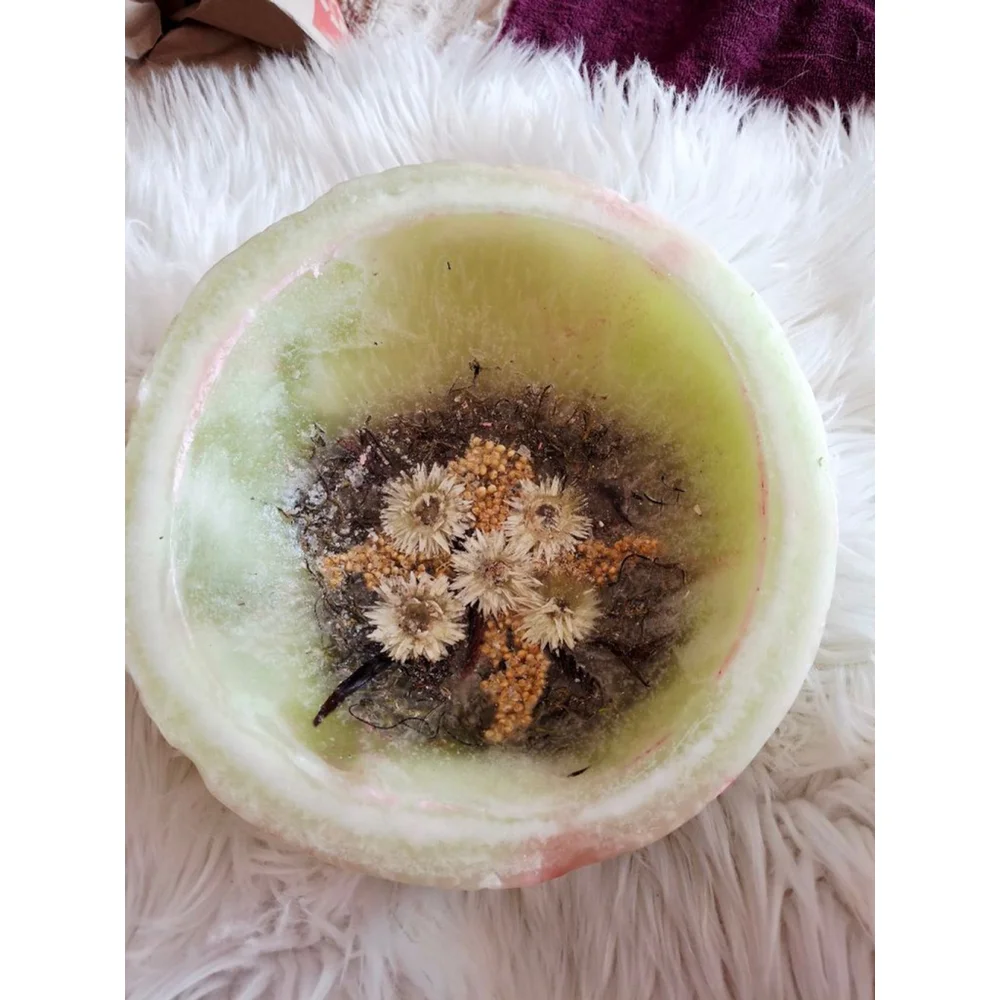 Habersham Candle Company Green Wax Pottery flower art home decor Vessel daisy - Picture 1 of 4